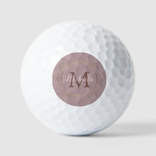 Balles De Golf Rose Gold Monogramme Élégant Modèle moderne (Recto)