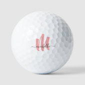 Balles De Golf rose moderne blanc monogramme nom commercial initi (Recto)