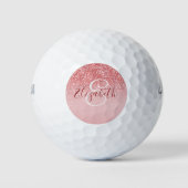 Balles De Golf Rose Parties scintillant or Blush Ombre Monogram (Devant)