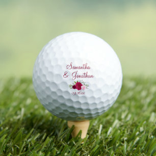 Balles De Golf Roses rose magenta Élégant Mariage Noms des couple