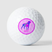 Balles De Golf Rottweiler / Rottie Pink Dog Silhouette Monogramme (Recto)