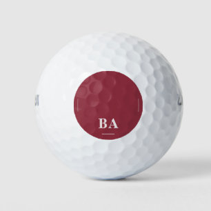 Balles De Golf Rouge Grenat Couleur Uni Initiales Blanches