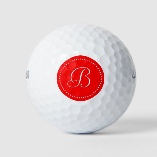 Balles De Golf Rouge Monogramme avec Points (Devant)