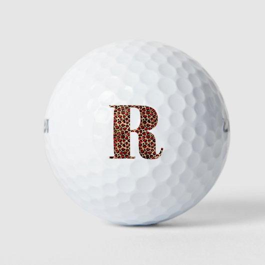 Balles De Golf Rouges et Or Glam Monogramme R (Devant)