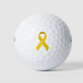 Balles De Golf Ruban de soutien à la sensibilisation jaune (Devant)