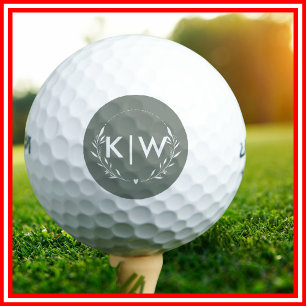 Balles De Golf Sage vert et blanc   Monogramme des initiales mode