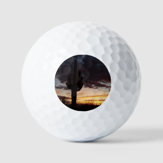 Balles De Golf Saguaro Sunset III Arizona Desert Paysage (Recto)
