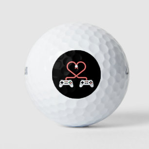 Balles De Golf Saint-Valentin de joueur vidéo avec cœur de manett