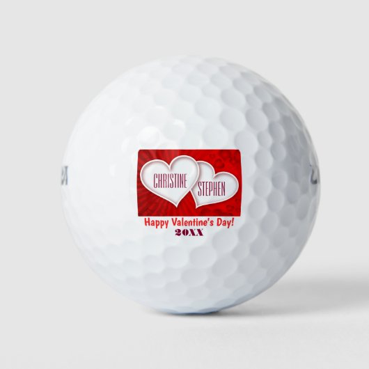 Balles De Golf Saint Valentin Joyeux Amour Coeurs rouges Couple (Devant)