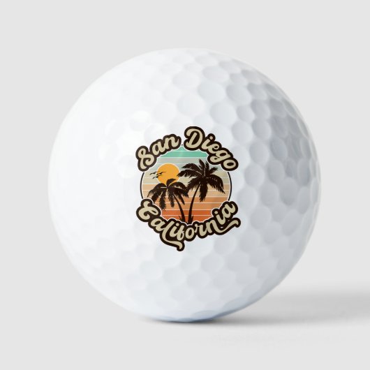 Balles De Golf San Diego California Sunset Palm Trees Souvenirs (Recto)