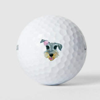 Balles De Golf Schnauzer face chien peinture