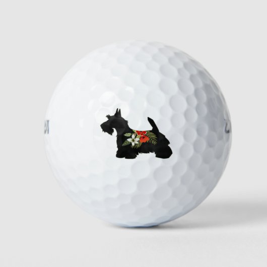 Balles De Golf Scottie Chien race Boho Floral Silhouette (Devant)