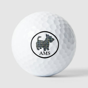 Balles De Golf Scottish Terrier Scottie Chien Silhouette Y&B Grid