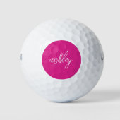 Balles De Golf Script manuscrit rose chaud Monogramme (Devant)
