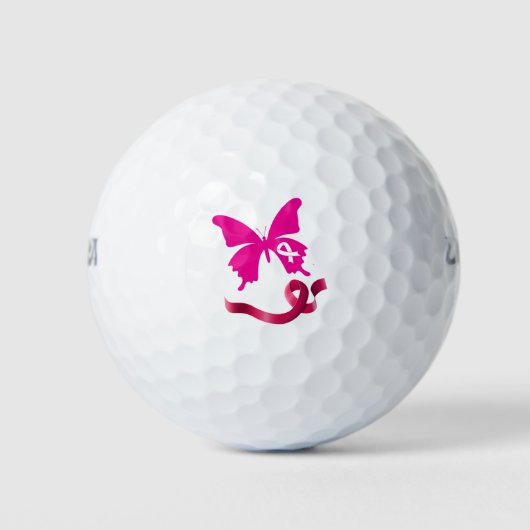 Balles De Golf Sensibilisation au cancer du sein avec le ruban ro (Devant)
