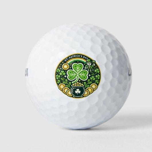 Balles De Golf Shamrock de la Saint-Patrick et Pot d'or (Devant)