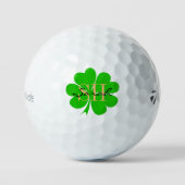 Balles De Golf Shamrock & Lucky Clover feuille monogrammed / Irla (Recto)