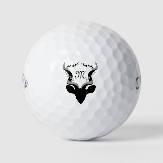 Balles De Golf Silhouette Antelope foncé avec Monogramme Customis (Devant)