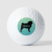 Balles De Golf Silhouette de carlin avec nom personnalisé (Recto)