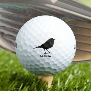 Balles De Golf Silhouette de moineau - Animal noir