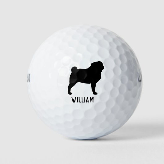 Balles De Golf Silhouette de Pug (Devant)