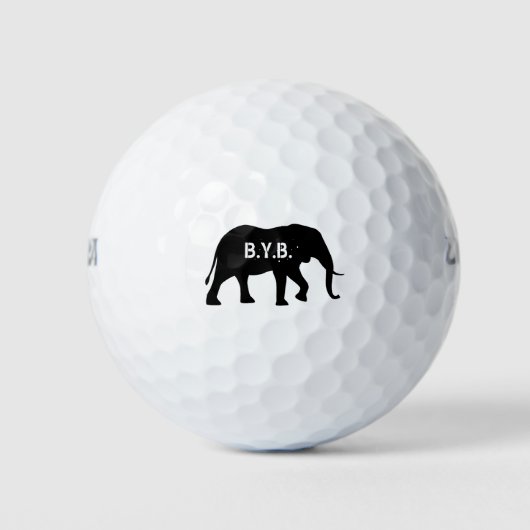 Balles De Golf Silhouette d'éléphant africain avec texte personna (Devant)