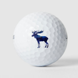 Balles De Golf Silhouette d'orignal bleu