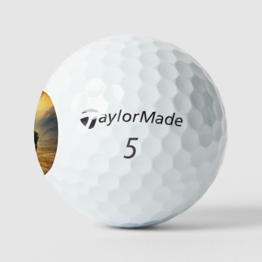 Balles De Golf Silhouette du coucher de soleil de bison de buffle (Logo)