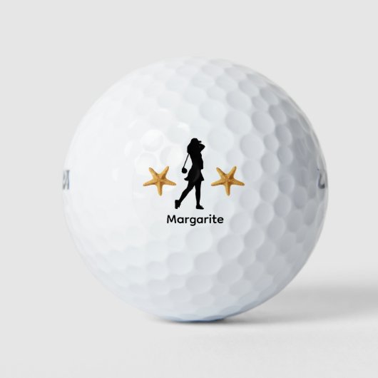 Balles De Golf Silhouette Noire Golfeuse féminine personnalisée (Devant)