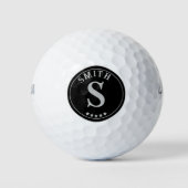 Balles De Golf Silver Black Monogram nom personnalisé (Devant)