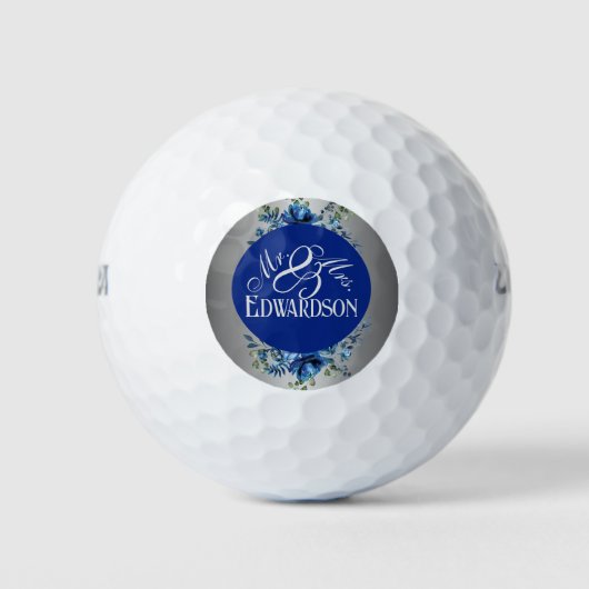 Balles de golf Silver Bloom & Blue Floral Swing (Devant)