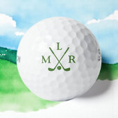 Balles De Golf Simple 3 lettres initiales Monogramme vert