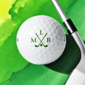Balles De Golf Simple 3 lettres initiales Monogramme vert
