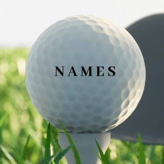 Balles De Golf Simple Black Custom Ajouter Votre Nom Élégant