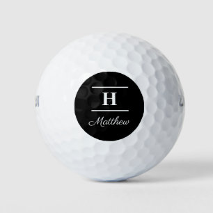 Balles De Golf Simple Elegant Noir Blanc Monogramme Nom Élégant