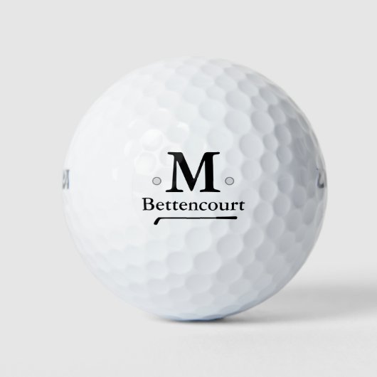 Balles De Golf Simple Élégant Noir M (sur mesure) Monogramme (Devant)