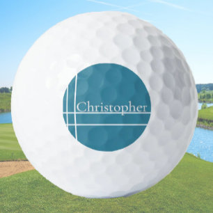 Balles De Golf Simple minimaliste nom personnalisé océan bleu