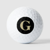 Balles De Golf Simple Monogramme noir et bronzage (Recto)