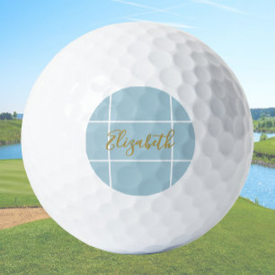 Balles De Golf Simple personnalisé bleu poussiéreux nom minimalis