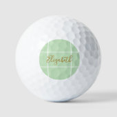 Balles De Golf Simple personnalisé nom dames vert clair minimalis (Recto)