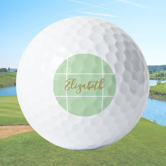 Balles De Golf Simple personnalisé nom dames vert clair minimalis