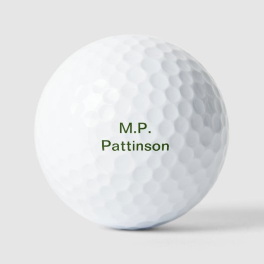 Balles De Golf Simple vert minimal ajouter votre nom de texte pho (Recto)