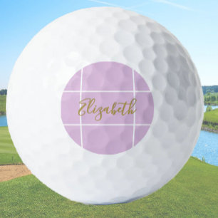 Balles De Golf Simple violet minimaliste nom personnalisé dames