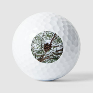 Balles De Golf Snowy Pine Cône II hiver Photographie de la nature