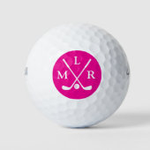 Balles De Golf Son Marque De Monogramme Moderne Rose Chaud (Devant)