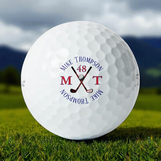 Balles De Golf Son nom, initiales et âge - monogrammé