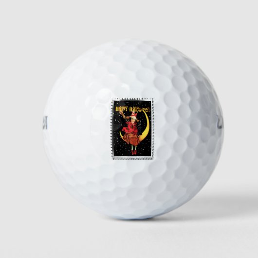 Balles De Golf Sorcière Nostalgique de Halloween et son Chat (Devant)