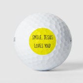 Balles De Golf Souriez, Jésus Vous Aime Jaune Joyeux Soleil (Devant)