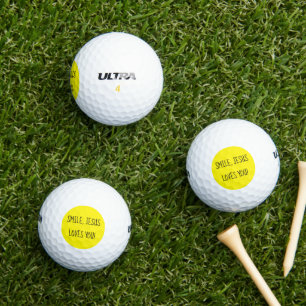 Balles De Golf Souriez, Jésus Vous Aime Jaune Joyeux Soleil