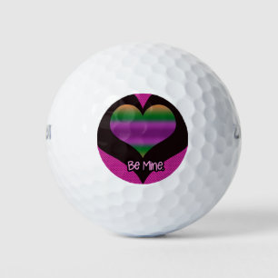 Balles De Golf Soyez à moi Valentine Purple Stripe Coeur